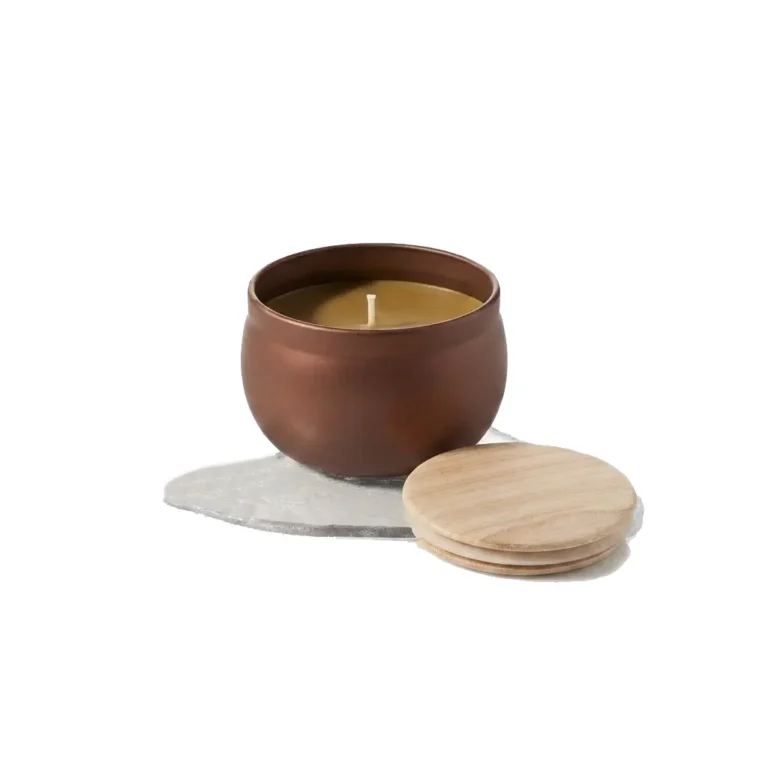 Bougie en cire d’abeille, Pot Brun Naturel