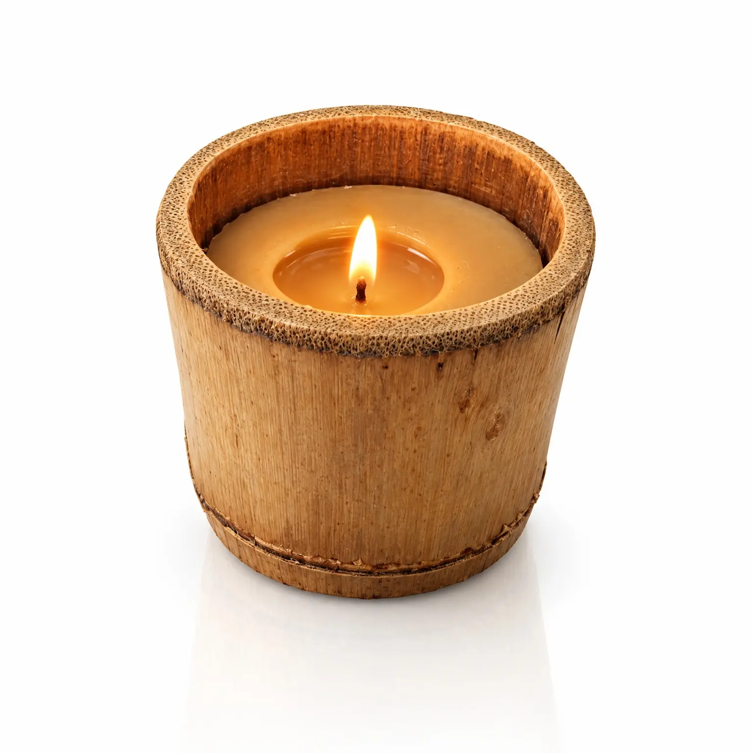 Bougie en cire d’abeille, Bambou Naturel