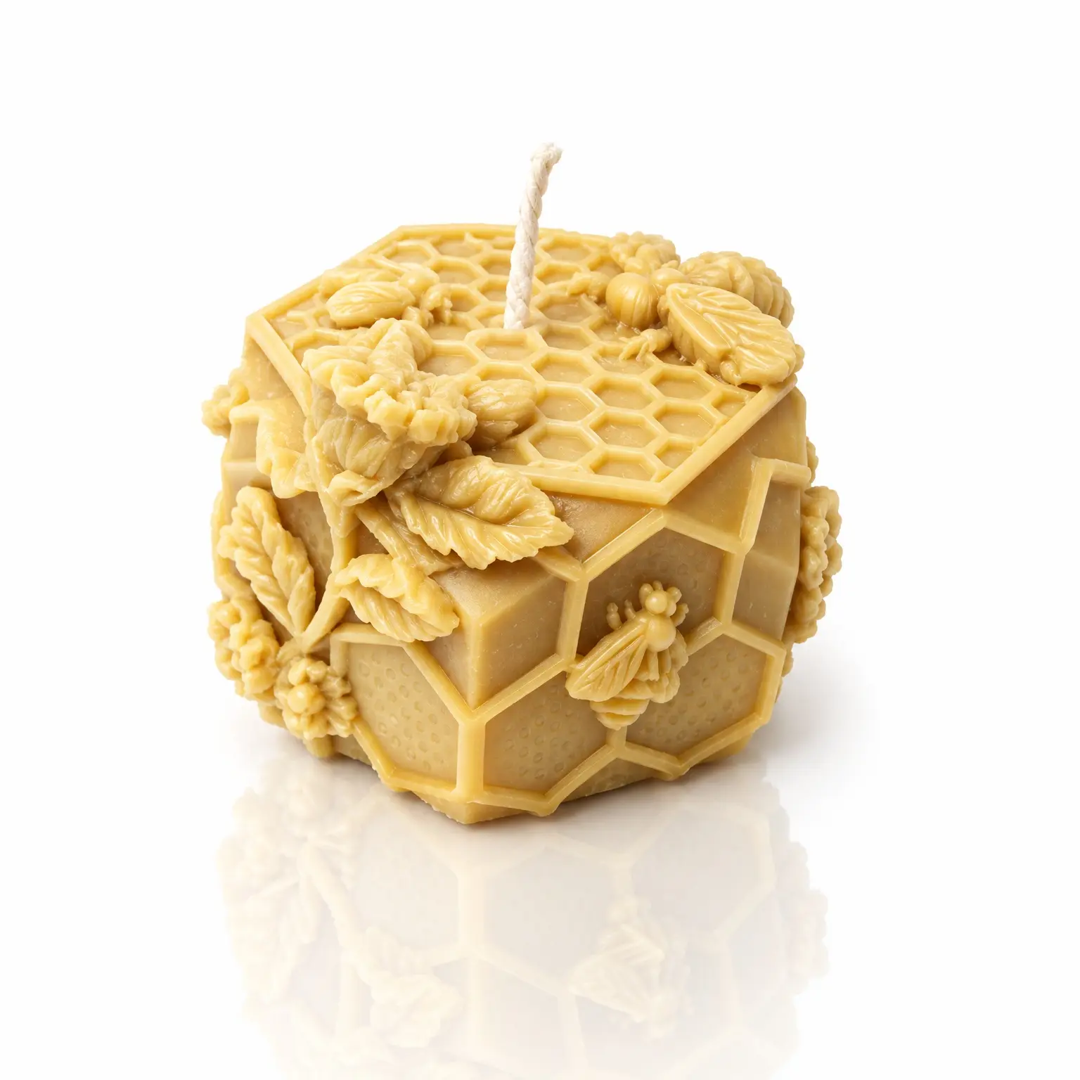 Bougie en cire d’abeille, Ruche Fleurie